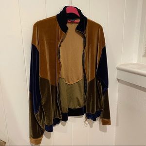 TOPSHOP Velvet Color Block Jacket